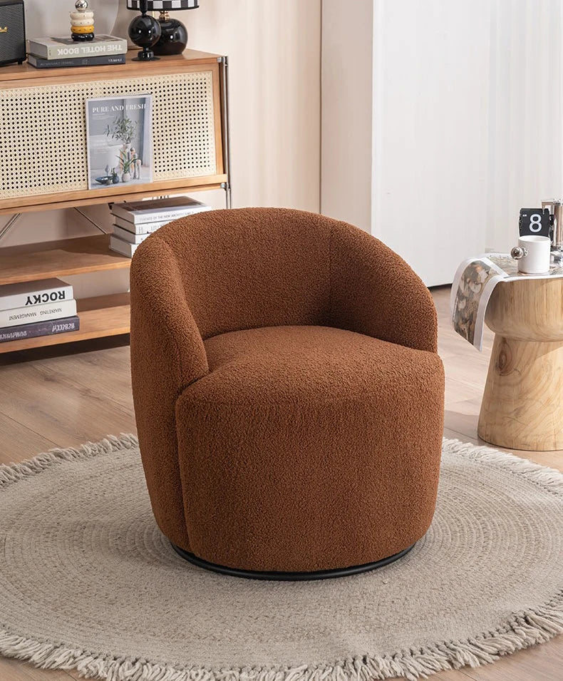 Best-Selling Modern Light Luxury Fabric Single Leisure Chair Cream Bedroom Makeup Stool Lamb Fleece Single Swivel Sofa Chair