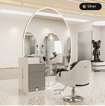 Modern Style Large Gold Styling Barber Wall Mounted Salon Furniture Hairdressing Led Makeup Beauty Salon Mirror