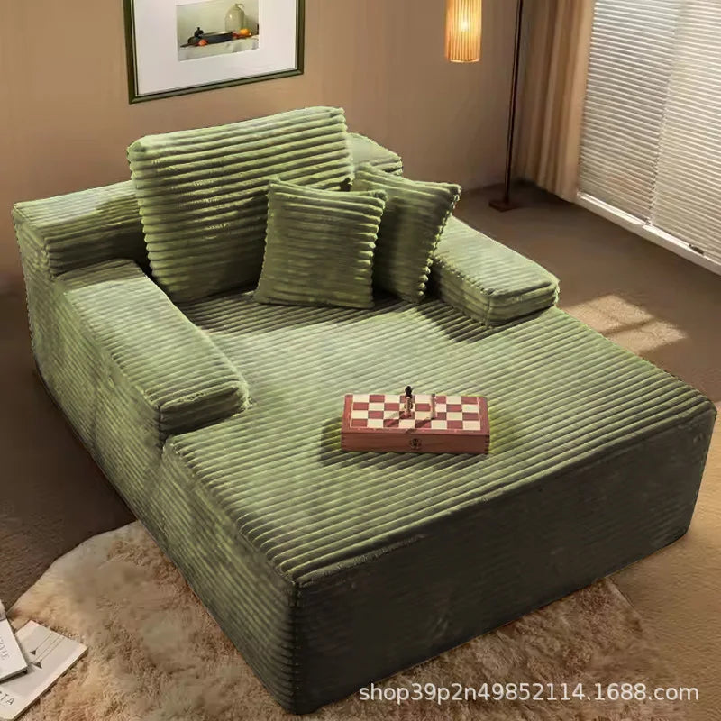 SofaVacuum Compression Sofa Living Room Villa Bedroom Cinema Lounge Chair Fabric Big Stripe Lazy Sofa Bed