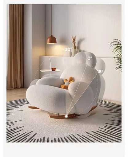 Leisure rocking chair recliner hotel balcony household living room bedroom wooden fabric adult lazy sofa