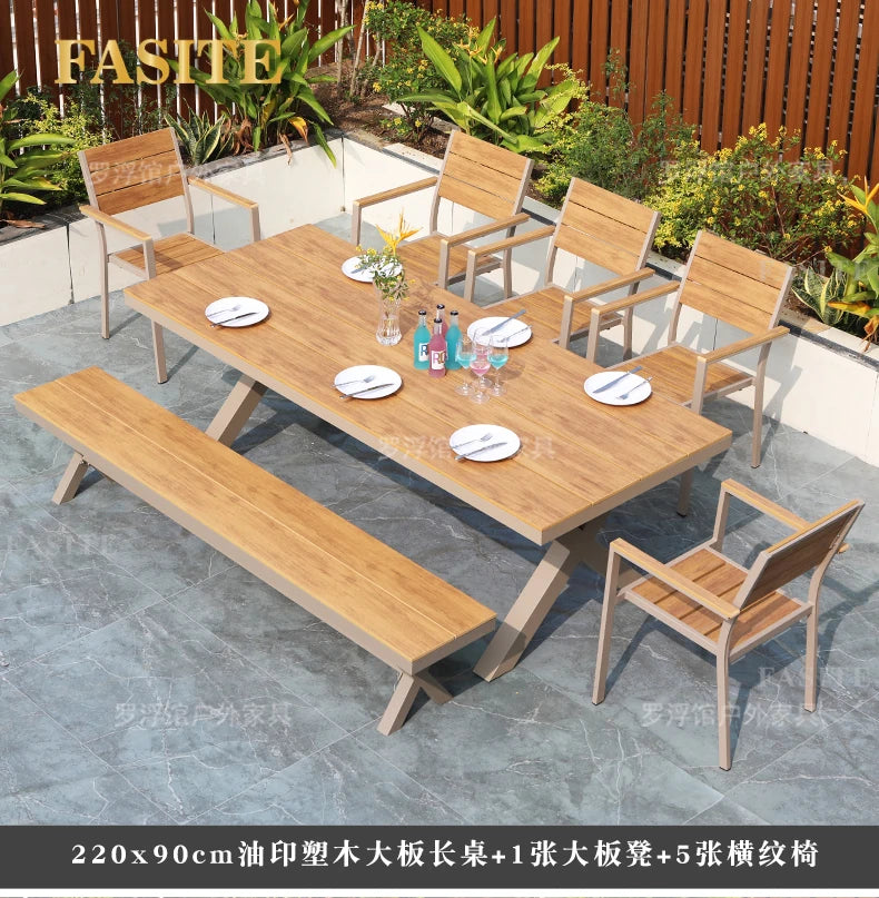 Courtyard table and chair outdoor balcony waterproof and sunscreen garden outdoor leisure table and chair combination