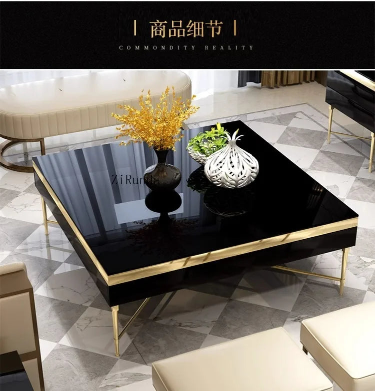 High fashion coffee table living room square paint glass square coffee table