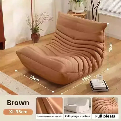 Caterpillar Sofa Living Room Single Bedroom Cloth Art Black Leather Lazy Man Sofa Bedroom Living Room Chair Sofa