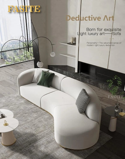 Curved Shape Modern Sofa Luxury Technology Minimalist Sofas Sectional Living Room Home Furniture Chaise Golden Metal Frame