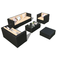 Outdoor rattan sofa, rainproof and sunscreen woven three piece set, tea table combination, outdoor furniture