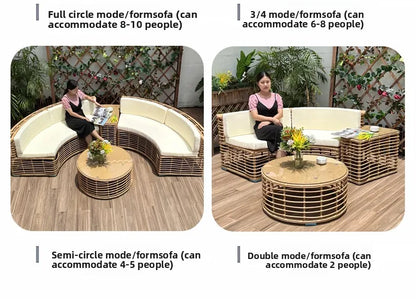 Outdoor rattan sofa courtyard open-air combination seat pe imitation rattan outdoor garden leisure balcony full circle curved ch