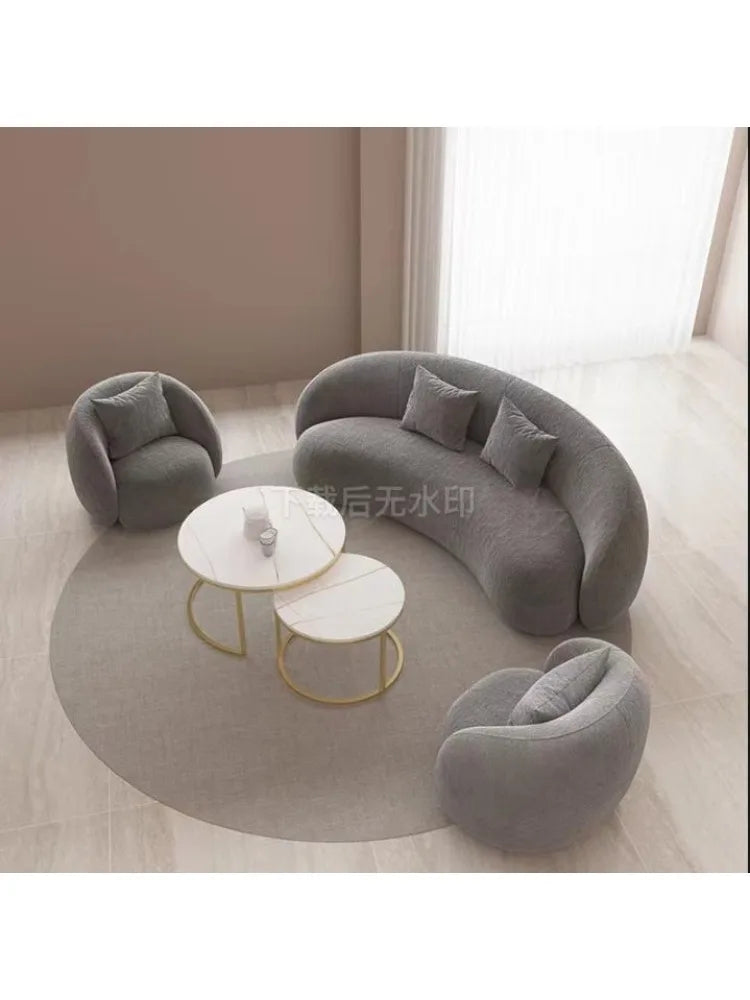 Y  Lamb velvet sofa, living room curved cashew sofa, beauty salon, clothing store, resting area, moon sofa