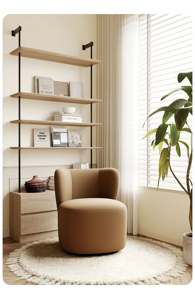 Single balcony sofa is simple, leisure chair, rotatable fabric, bedroom dressing stool, retro light luxury
