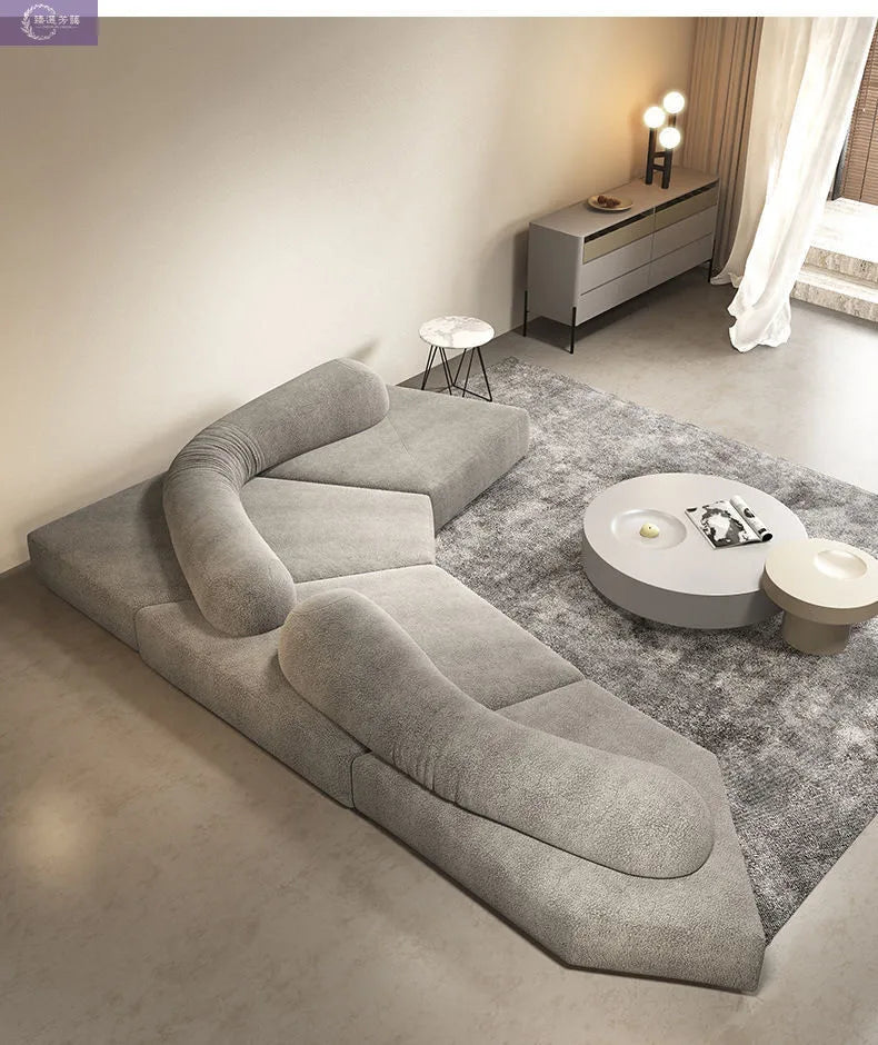 Fabric Sofa Combination Villa Large Apartment Sitting Italian Rock Irregular Special-shaped Large Flat Edta Double-sided