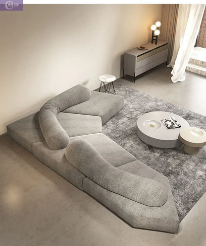 Fabric Sofa Combination Villa Large Apartment Sitting Italian Rock Irregular Special-shaped Large Flat Edta Double-sided