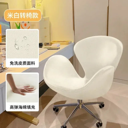 New Computer Chair, Home Bedroom Girls Makeup Chair, Comfortable Sedentary Dressing Table Stool, Sherpa Lift Swivel Chair