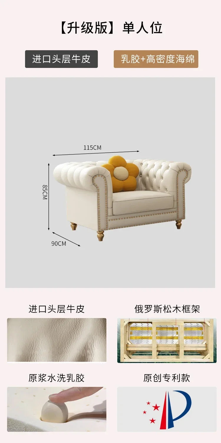Designer Genuine Leather Sofas Fancy Living Room Lounge Floor Sofa Loveseat Modern Canape Salon De Luxe Apartment Furniture