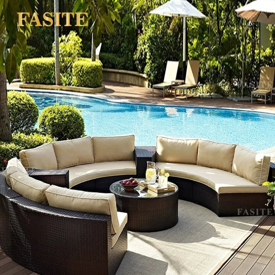 Outdoor round sofa combination rattan chair sofa