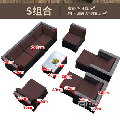 Outdoor courtyard, office building, reception area, sales center, round sofa, outdoor rattan chair, negotiation of large