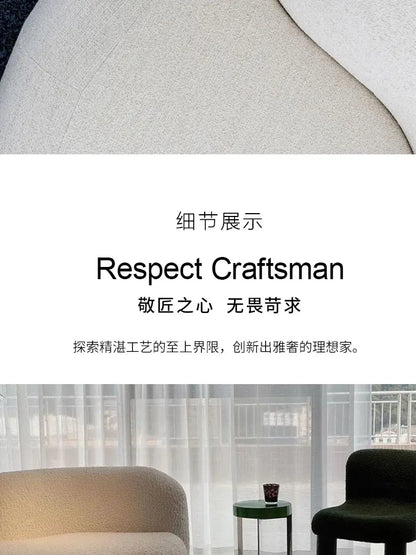 Modern light luxury living room lamb wool curved pea sofa, Italian cream ins style fashion cashew sofa customization