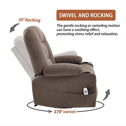 Power Swivel Rocker Recliner Chair for Adults (Brown2)