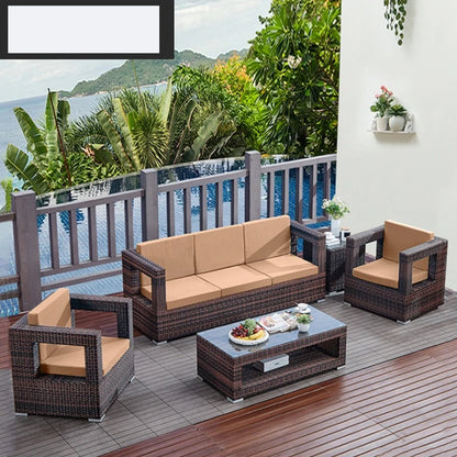 Outdoor courtyard, rattan sofa, booth, garden terrace, villa, rattan chair combination, leisure scenic spot, public place furnit