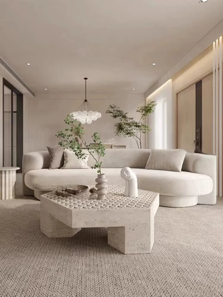 Fabric Living Room Sofas European Beige Italian Curved Luxury Couch Double Modern Designer Divano Soggiorno Home Furniture