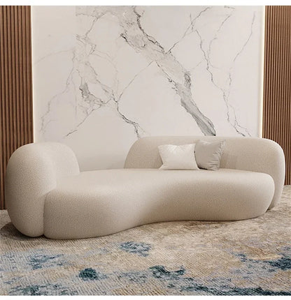Nordic Simple Fabric Curved Living Room Sofas for Home Furniture Modern Luxury Lambswool Sofa Clothing Store Creative Sofa w