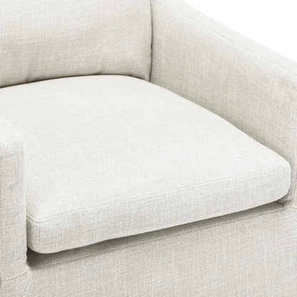 Linen Fabric Dining Chair, Living Room Accent Seat, Caster-Equipped Single Sofa, Bedroom Upholstered Armchair