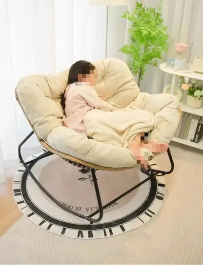 Metal Rocking Chair Adult Reclining Chair Balcon Home Single Leisure Chairs Living Room Red Sofa Chair Lazy Recliner
