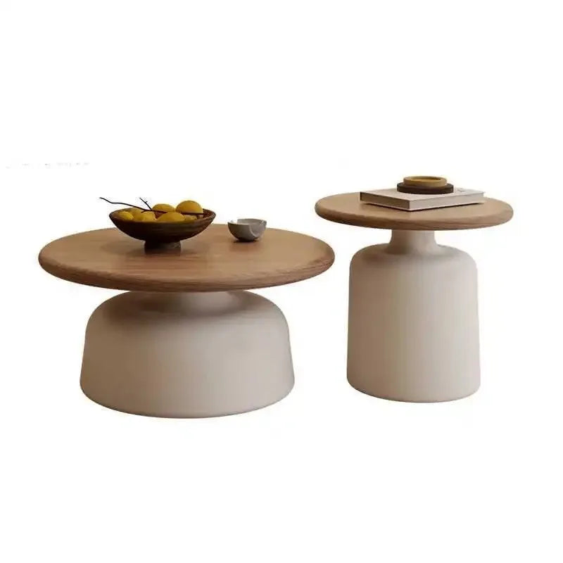 Modern Cream-style Coffee Round Table for Small Space Living Room Japanese Style Minimalist Furniture Living Room Side Table