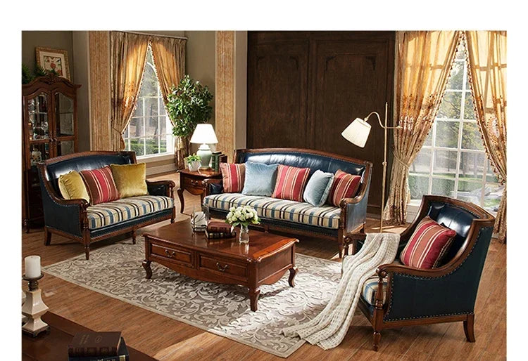 European Living Room Sofa Elegant Loveseat Wooden Modern Luxury Lounge Sofa Puffs Modular Wooden Canape Salon Furniture Home