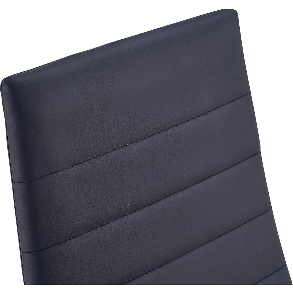 White Modern PU Dining Chairs Set of 4 - Waterproof Fabric, Silver Chrome Legs, Compact Design for Kitchen and Dining Area