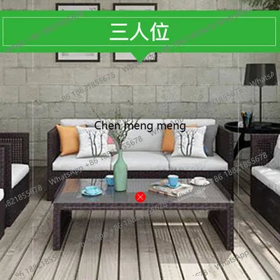 Outdoor rattan sofa combination waterproof and sunscreen outdoor courtyard balcony rattan chair