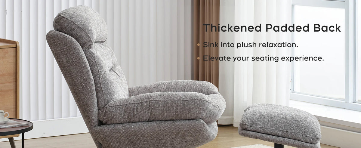 TODRANI 360° Swiveling Tilting Chenille Accent Chair with Ottoman Comfy Modern Armchair for Living Room Reading TV Lounge Chair