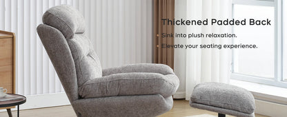 TODRANI 360° Swiveling Tilting Chenille Accent Chair with Ottoman Comfy Modern Armchair for Living Room Reading TV Lounge Chair