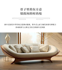 a3813  New Chinese-style solid wood sofa living room modern simple small apartment leather recliner sofa lazy chair