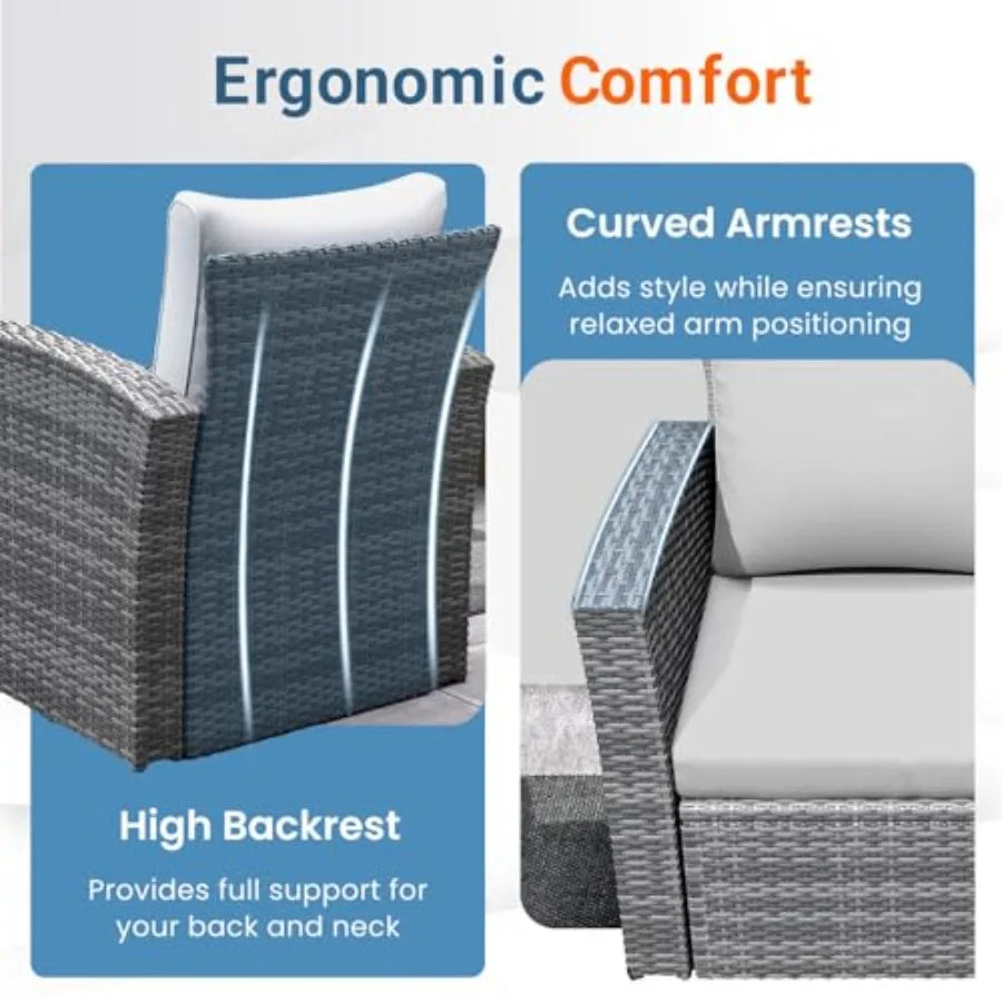 Wisteria Lane 4 Piece Patio Furniture Set Wicker Outdoor Patio Conversation Furniture Set with All Weather Resistant Design Lig