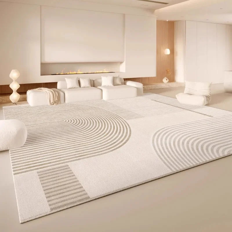 VIKAMA Minimalist Cream White Area Rug, Non-Slip Soft Living Room Carpet, Wabi-Sabi Style Floor Mat for Bedroom & Home Decor