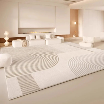VIKAMA Minimalist Cream White Area Rug, Non-Slip Soft Living Room Carpet, Wabi-Sabi Style Floor Mat for Bedroom & Home Decor