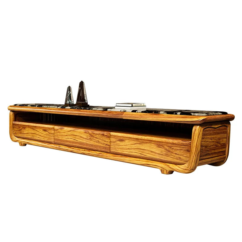 High-end ebony TV cabinet stone floor cabinet coffee table sofa combination