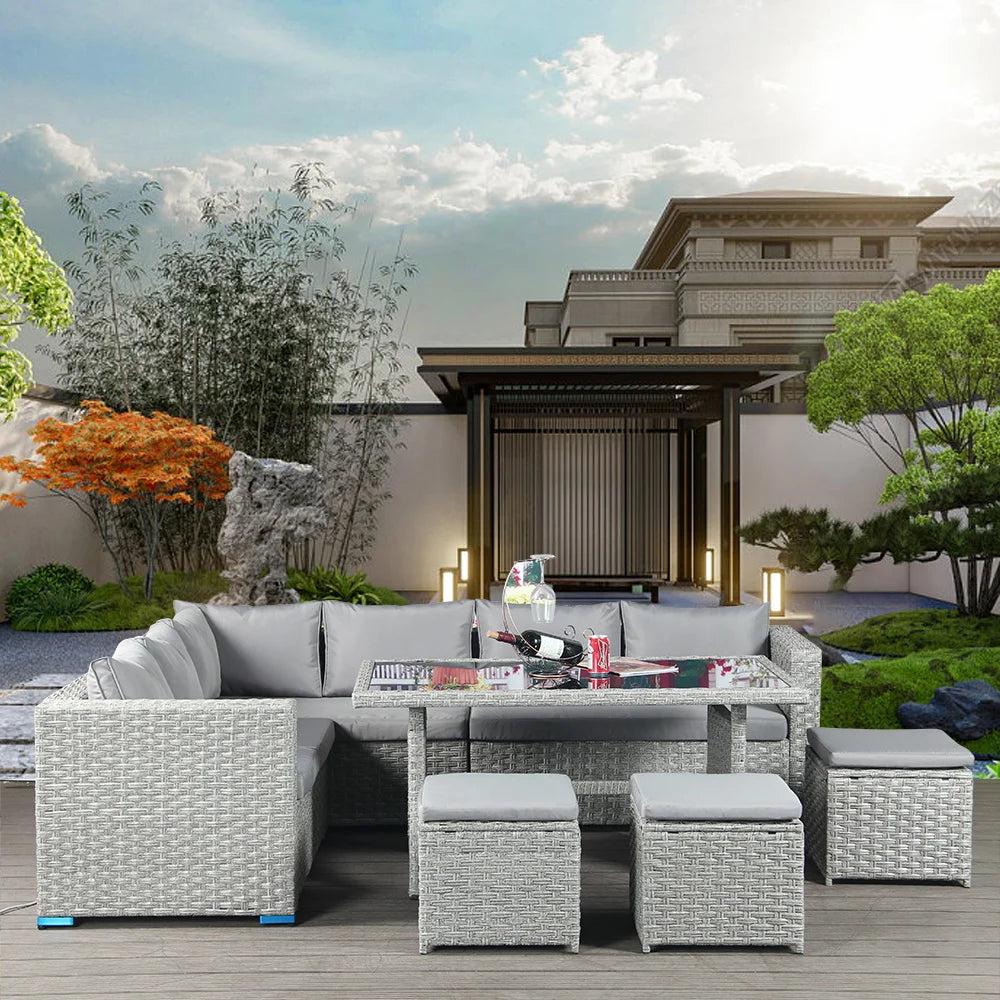 Sailing luxury outdoor rattan sofa outdoor waterproof garden corner sofa fashion wicker garden furniture