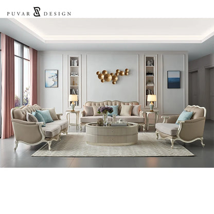French Living Room Luxury Furniture Hotel Villa High-end Fabric Sectional Sofa Set