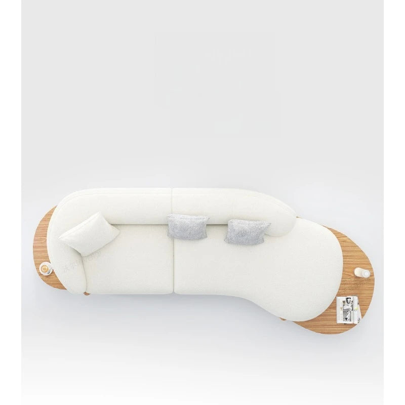 Log cream style moon curved sofa Japanese style simple and modern