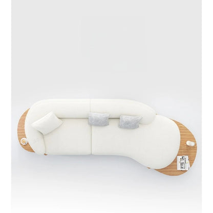 Log cream style moon curved sofa Japanese style simple and modern