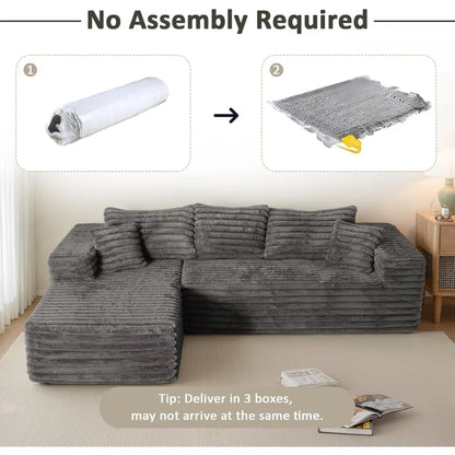 Couch with L-Shape Chaise,Modern Modular Sofa with Deep Seat, Upholstered Couches