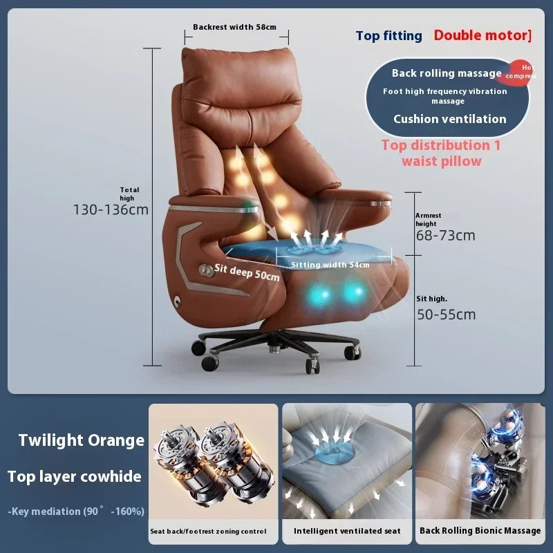 N49 J Heating Massage Office Chairs Ventilation Leather Relaxing Portable Desk Chair Recliner Nordic Comfy Silla Home Office