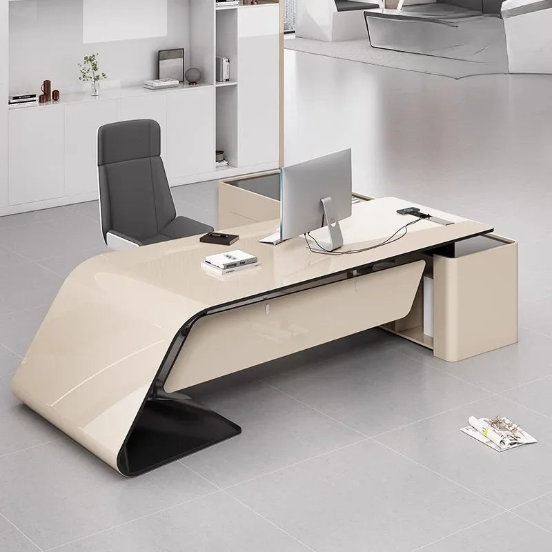 Aesthetic Executive Luxury Desk, Manager L Shaped Modern, Designer Computer Table Organizer Workstation Escritorio Design