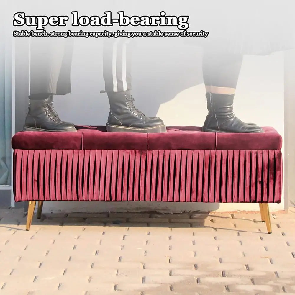 Modern Yellow Upholstered Storage Ottoman with Shoe Storage, Plush Bench Chest for Entryway and Living Spaces