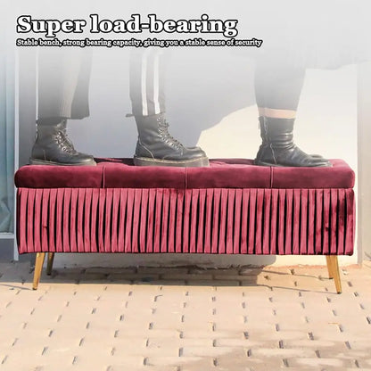 Modern Yellow Upholstered Storage Ottoman with Shoe Storage, Plush Bench Chest for Entryway and Living Spaces