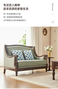 XL retro sofa walnut wood solid wood leather first layer cowhide combination sofa living room furniture