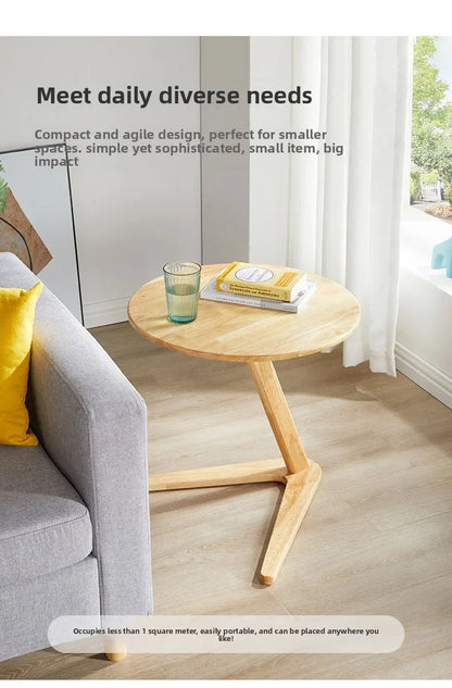 Solid wood small coffee table household living room small round table sofa edge table