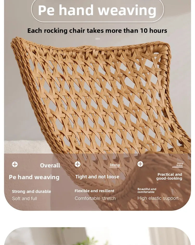 Modern Rocking Lounge Chair for Balcony Woven Rattan Lobster Chair Indoor Swing Seat Comfortable Single Sofa for Living Room