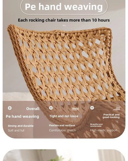 Modern Rocking Lounge Chair for Balcony Woven Rattan Lobster Chair Indoor Swing Seat Comfortable Single Sofa for Living Room