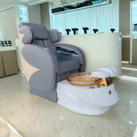 Nail Salon Furniture Equipment White Golden Electric Reclining Massage Manicure Foot Spa  Pedicure Chairs